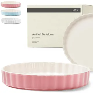 KIVY Tarte- & Quicheform Keramik 28cm rund - Antihaftbeschichtet - Rosa