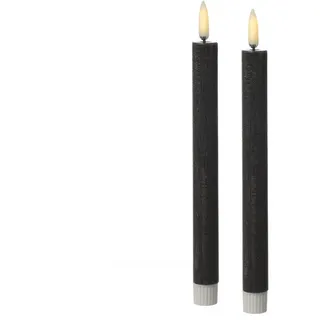 MARELIDA LED-Kerze LED Stabkerzen Tafelkerzen Dinner Spitzkerzen rustikal 24cm grau 2St (2-tlg) grau
