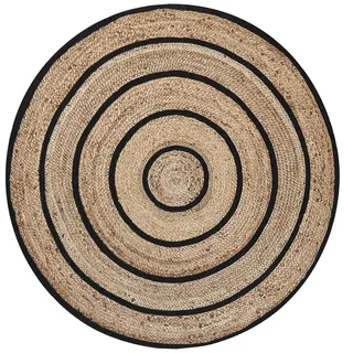 Beliani Bukse Juteteppich 140 x 140 cm Beige/Schwarz