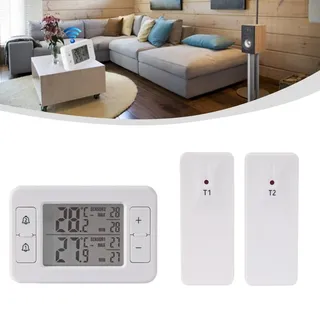 Opatiny Kabelloses Thermometer für Innen und Außen mit Fernbedienungssensoren, Digitalanzeige, Alarmalarme zur Temperaturüberwachung in Kühlschränken, Gefrierschränken, Weinkellern und überdachten