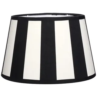 Brillibrum Design Lampenschirm gestreift Tischlampenschirm mit Streifenmuster für E14 Lampenfassung E27 Streifen Design Tischleuchte oval rund Stoff (Oval: 26x16x17cm, Schwarz -Creme)