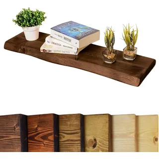Chill House Waney/Live Edge Rustikal Wandregal 29x4.4cm, Walnuss, 140cm