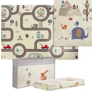 ONVAYA® Spielmatte für Babys & Kinder | Motiv Straße | Krabbelmatte faltbar | Bodenmatte für Kinderzimmer & Outdoor | Babymatte aus Schaumstoff | 150 x 200 cm | Spielteppich