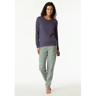 Schiesser Schlafanzug Casual Essentials (2 tlg) Baumwolle, Rundhalsausschnitt, langärmelig blau 4XL (48)