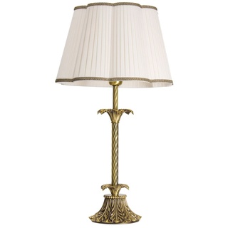 Tischlampe Weiß Bronze E27 42 cm Messing Jugendstil Nachttischlampe