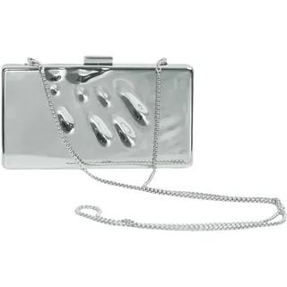 Dirndlparty Damen Clutch, Abendtasche Handtasche Fingerabdruckfrei | Kupplung Tasche Kupplung Geldbörse Frauen Hochzeit Abend Party Mode Kettentasche (Color : Silber Schwarz) - 15 cm x 25 cm x 5 cm