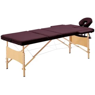 vidaXL Massageliege Klappbar 3-Zonen mit Holzgestell Bordeaux-Lila