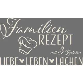 GRAZDesign Wandtattoo Wohnzimmer Familie Familienrezept mit 3 Zutaten, Lustig Sprüche Flur, Küche, Wandaufkleber selbstklebend, Wandsticker modern, 53x30cm, 816 Antique White