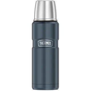 Thermos STAINLESS KING Thermosflasche 0,47 l, 12 h heiß, ice grey | 24 h kalt, mit Trinkbecher, absolut dicht, Edelstahl-Isolierflasche, kompakt für Reise & Camping, eisgrau glänzend