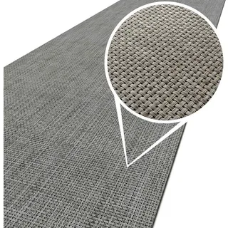 ANRO Küchenläufer Hochwertig Outdoorläufer Teppich TATAMI Läufermatte, Eckig, Höhe: 3 mm, Rattanoptik grau 50 cm x 140 cm x 3 mm