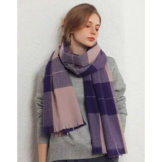 XDeer Wollschal Damen Schal,kuschelweich Karo,Winter Schal Poncho Qualität, Damen Halstuch Geschenk für Frauen in verschiedenen Farben lila 180 cm