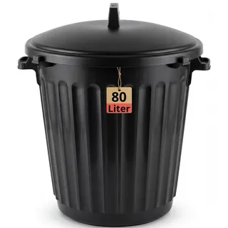 BigDean Mülltonne 80 Liter 55cm Durchmesser verschließbarem Deckel