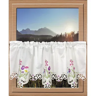 HOSSNER - ART OF HOME DECO Querbehang Stangendurchzug 120 x 50 cm Grün/Lila/Weiß 1 St