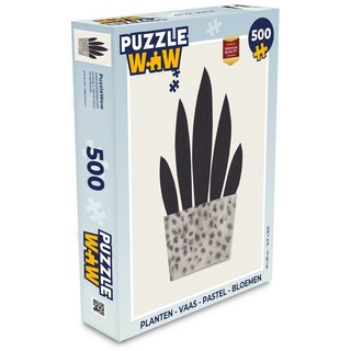 MuchoWow Puzzle Pflanzen - Vase - Pastell - Blumen, 500 Puzzleteile, Foto-Puzzle, Bilderrätsel, Puzzlespiele, Spielzeug bunt