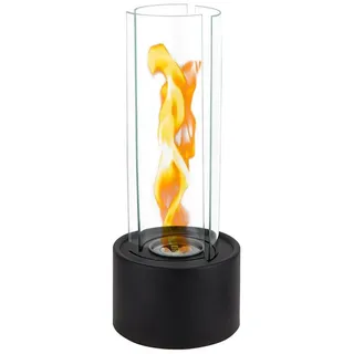 JHY DESIGN Feuerschale 39cm Hoch Tisch-Feuerschale Tisch-Kami Windlichter aus Metall und Glas, (1-St), für Innen und Außenbereich Terrasse Garten Schwarz schwarz