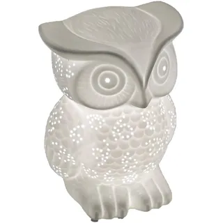 formano Eule als Deko-Lampe Tischleuchte Nachttischlampe Nachttischleuchte Stimmungslampe Porzellan-Lampe Weiss 25 cm