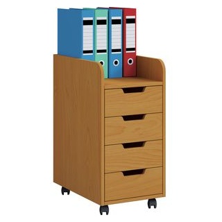 VCM Rollcontainer Konal Mini 913234, Holz, buche, mit 4 Schüben und Ablage
