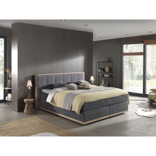 Boxspringbett PLACES OF STYLE "Vinton" Komplettbetten Gr. Luxus-Microfaser Vintage Polyester Topper Basic, Liegefläche B/L: 200 cm x 200 cm Betthöhe: 59 cm, Gewicht bis: 80 kg + 100 kg H2 + H3, 7-Zonen-Taschen-Federkernmatratze, grau (steel) Bett Boxspringbett Polsterbetten Doppelbetten Komplettbetten aus massiver Eiche, verschiedene Härtegrade (auch H4) Bestseller