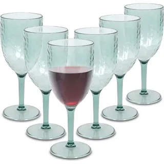 1.06 Camping Weinglas aus Kunststoff - 350ml - 6er Set - Trink Glas Becher Plastik grün - Transparent/Grün