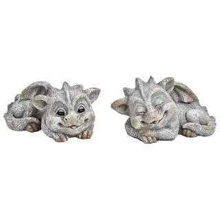Wurm Tierfigur Drache liegend Steinoptik 20 cm 2er Set