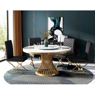 JVmoebel Esstisch, Design Holz Tisch Runder Esstisch Rund Ess Tische 130cm Luxus Klasse weiß