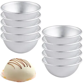 Mafagwre 10 Stück Halbkugel Kuchenform, Silberne Aluminium Form Von Halbkugel-Kuchen, Aluminium-Halbkugel-Kuchenform Zum Backen (S)