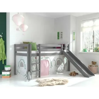 Vipack Spielbett Pino 90 x 200 cm Kiefer massiv grau lackiert