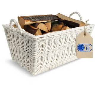 Creative Home Kaminholzkorb Weide Holzkorb für Kaminholz | Weiß 47x33x30cm