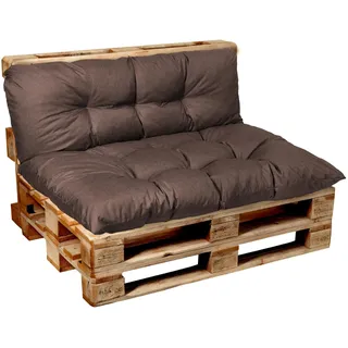 Garden Factory Palettenkissen Palettenauflagen Palettenpolster Sitzkissen, Rückenlehne oder Set, Gesteppt (Sitzkissen 120x80, Braun)