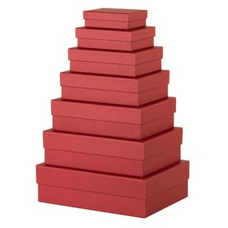 Rössler-Papier Geschenkbox Boxline Metallic Granat, 7 verschiedene Größen, Karton, eckig, 7 Stück