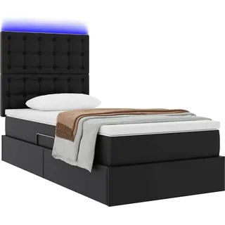 vidaXL Bett mit Stauraum und LED Schwarz 90 x 200 cm Kunstleder