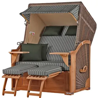 bene living bene,iving Strandkorb Komplettset Schaalsee Teak PE grau Modell 504