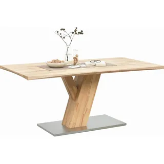 Livetastic Esstisch, Buche, Holz, Metall, Kernbuche, massiv, rechteckig, eckig, Säule, 90x76x180 cm, Esszimmer, Tische, Esstische