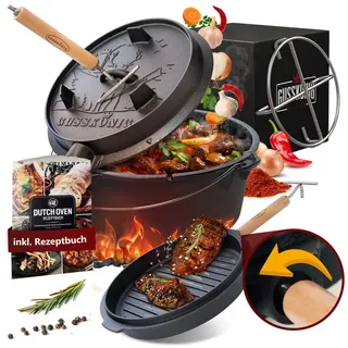 GUSSKÖNIG Grilltopf GUSSKÖNIG Dutch Oven Set 4L, 6L, 8L, 11L,mit praktischem Deckelheber 11 l