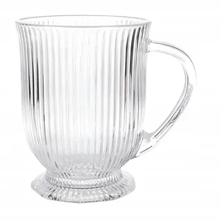 Glasbecher Auf Fuß Für Latte Macchiato, Geriffelt, 500 Ml, 1 Stück. Selena