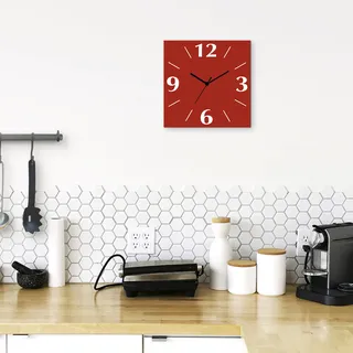 Wanduhr ARTLAND "Uni Trendfarben" Wanduhren Gr. B/H/T: 30 cm x 30 cm x 0,3 cm, Funkuhr, 4 Ziffern, rot Wanduhren wahlweise mit Quarz- oder Funkuhrwerk, lautlos ohne Tickgeräusche