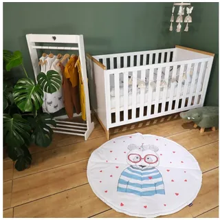 Krabbeldecke Nilla 115cm rund Seebär und Streifen Weiß/Blau, Puckdaddy GmbH