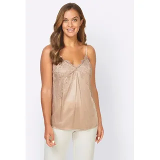 Heine Spitzentop Beige/Braun 36