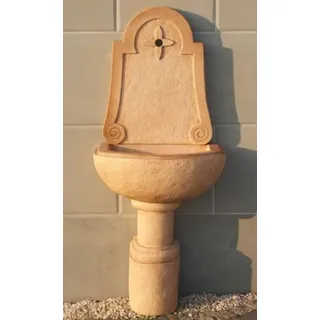 Casa Padrino Jugendstil Wandbrunnen Beige 61 x 36 x H. 148 cm - Eleganter Gartenbrunnen - Gartendeko Stein Brunnen - Barock & Jugendstil Garten Deko Accessoires