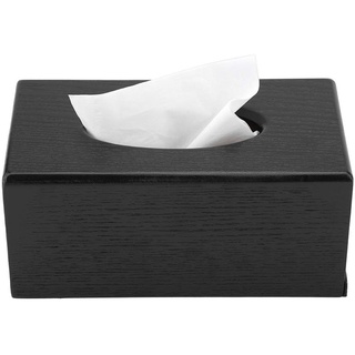 Kosmetiktücherbox Rechteckigen Tissue Box Naturholz Kosmetiktücher Box Cover Halter Dekorative Tissues Papierserviettenhalter für Wohnzimmer Schlafzimmer Küche, 23x12x10.5cm(Schwarz)