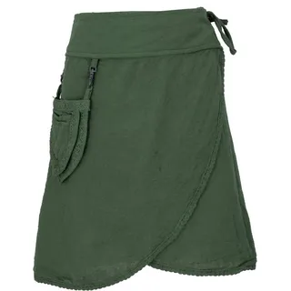 Guru-Shop Minirock Pixi Festival Boho Minirock, natürlicher Ethno.. alternative Bekleidung grün