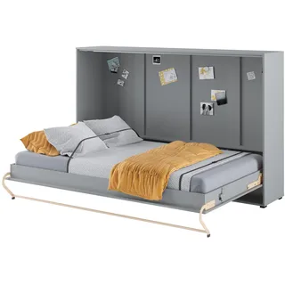 Homlando Lenart Schrankbett - Wandbett Concept Pro CP05 120x200 cm - Schrankklappbett Horizontal - Schrank mit integriertem Klappbett - Funktionsbett (Grau Matt)