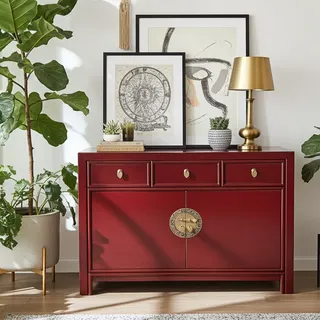OPIUM OUTLET Asia Möbel Kommode Schrank Sideboard Hochzeitsschrank 33083 rot Landhaus-Stil asiatisch chinesisch orientalisch