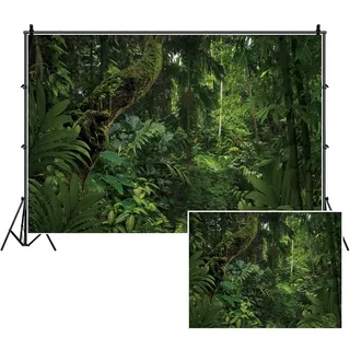 SDOTPMT 10x8ft Dschungel Wald Polyester Hintergrund für Camping Theme Party Hintergrund Frühling Mysteriöse Regenwald Baum Natürliche Landschaft Kinder Erwachsene Hochzeit Foto Studio Requisiten