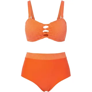Ulla Popken Damen große Größen Übergrößen Plus Size Bikini, Cut-Out-Streifen, Softcups, Träger verstellbar Hellorange 56 847555666-56 - 56