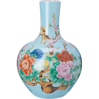 Vase Ball Body mit Blumenmuster 57 cm, hellblau