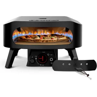 cozze Cozze® Pizzaofen Gas Schwarze Edition mit rotierender Pizzastein Ø34,5 cm - 600°C, Pizza in 2 Minuten