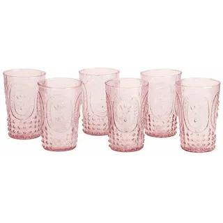 Mirabeau Glas Glas 6er Set Fleury rosa, Glas rosa