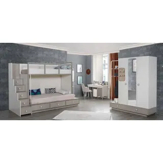 JVmoebel Jugendzimmer-Set Hochbett aus Holz mit klassischem Design für Kinderzimmer, Made in Europa weiß