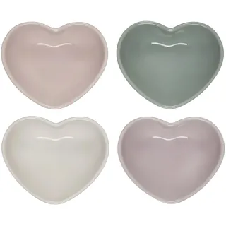 Le Creuset Mini-Herz-Schalen aus Steingut, 4 Stück, gemischte Farben